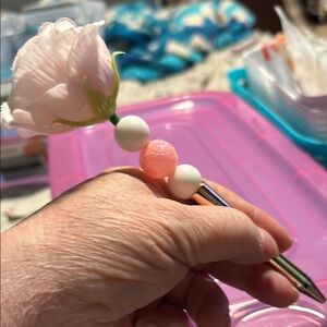 Pink Flower Pen with Beads BUNDLE AND SAVE